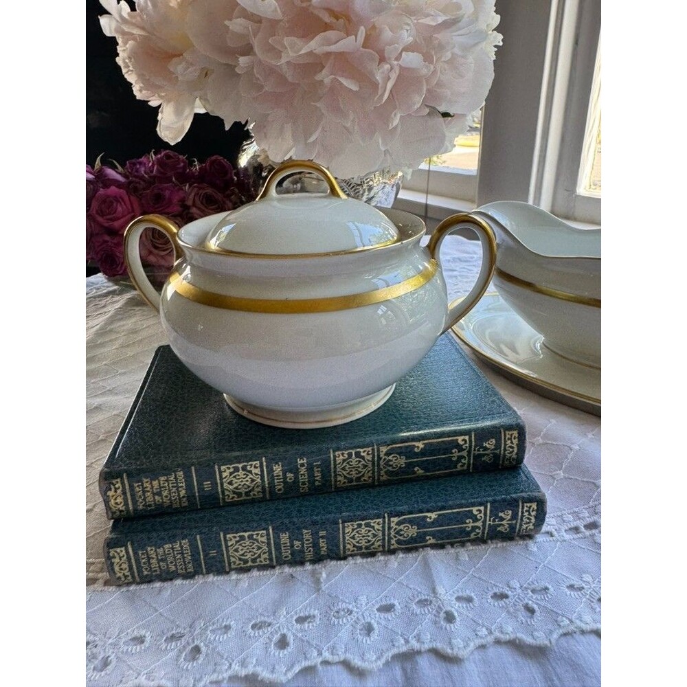 Vintage Schönwald Bavaria EAMAG Empire Porcelain GOLD rim Sugar Bowl Covered Lid - Picture 13 of 16